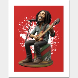 Reggae musican plays guitar Posters and Art